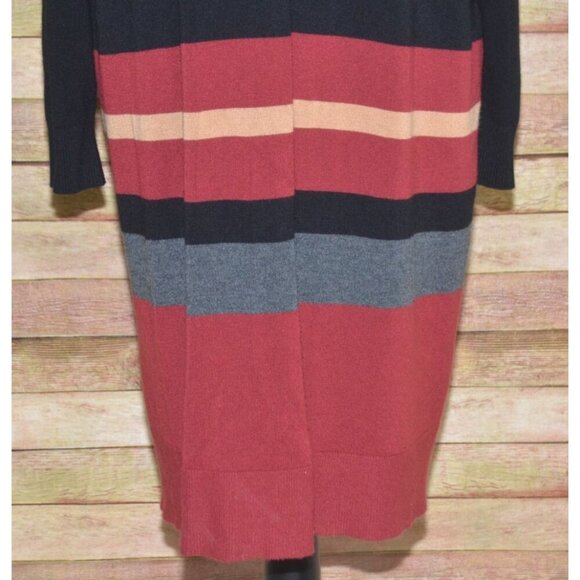 Lane Bryant Women Longline Duster Sweater Plus Size 18W 20W Black Striped Open - Picture 6 of 11